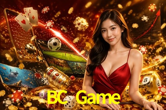 Una escena digital vívida inspirada en casino con BC Game mostrado prominentemente, luces brillantes, fichas, cartas y acentos dorados.